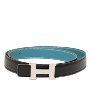 Pre-Loved Hermes Box Calf and Togo Constance H Reversible Belt